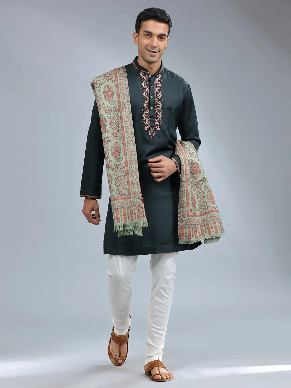 bottle_green_cotton_silk_kurta_pajama_1728044520aks_91551_3