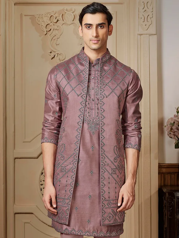 unique_rusted_pink_raw_silk_long_waistcoat_set_for_men_173510340870221_rust_01