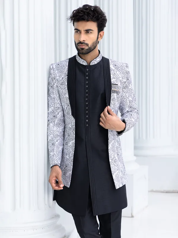 white_and_black_raw_silk_indowestern_for_men_173296691913266